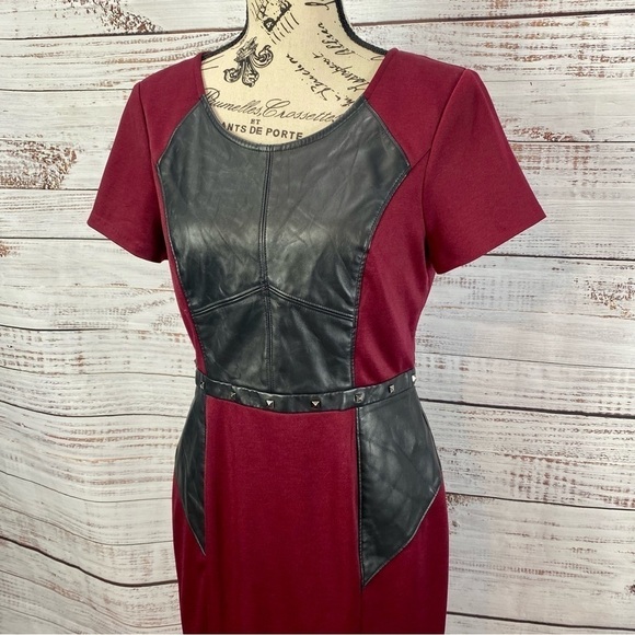 MARC NEW YORK ANDREW MARC FAUX LEATHER MIDI DRESS - Picture 3 of 10